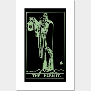 The Hermit Tarot Card Classic Occult White on Black Zed Lep Green Print Gothic Retro Tee Shirt Mug Sticker + More Posters and Art